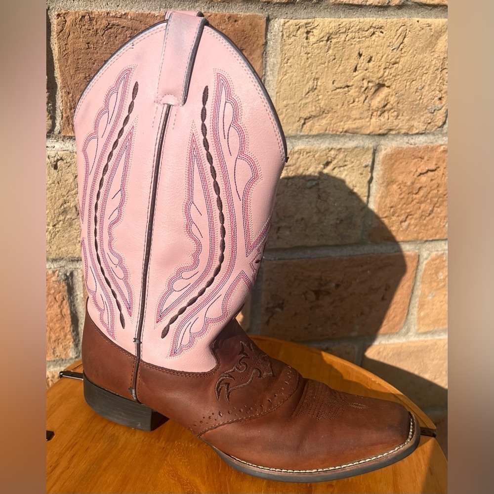 Justin Coffee Westerner Pink Luscious Cowgirl Women boot square toe-size 5.5 - Picture 8 of 11